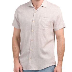 NWT BRUNO POSITANO Men Linen Blend Short Sleeve Button Down Shirt